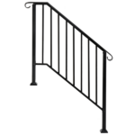 [Same Code 11384510 73142795]Artisasset Matte Black Outdoor 3 Level Iron Handrail
