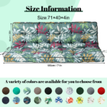 Outdoor Swing Cushions 70 Inch, Waterproof 4" Thick Porch Swing Cushion Replacement with Backrest and Ties, Comfortable 2-3 Seat Pation Swing Pad for Backyard, Garden, Lawn, Outdoor Furniture Green flower - Image 3