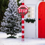 Lighted STOP Sign Christmas Yard Decorations, Pre-lit Road Sign SANTA STOP HERE with 70 LED White Lights and Stakes for Xmas Outdoor Holiday Indoor Decor Lighted Holiday Displays - Image 3