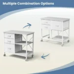 Rolling File Cabinet with 3 Drawers, Fabric Lateral Filing Storage for A4/Letter Size, Mobile Printer Stand with Open Shelf for Home Office, White(Shipment from Walmart) - Image 3