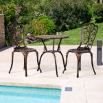 3 PCS Outdoor Bistro Set,Outdoor Patio Set, All-Weather Cast Aluminum Bistro Table Set for Backyard, Garden, Balcony Butterfly - Image 7