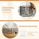 6-Panel Expandable Safety Gate (34.5"-154"), 270° Rotatable Baby/Pet Barrier for Fireplace Stairway Doorway-Black - Image 6