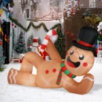 9.8ft Reclining Gingerbread Man, 6 LED Lights, Drawstring Bag, Christmas Inflatable Decoration, 12V, 1500mA, US Standard - Image 9