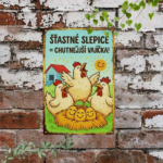 CIFbuy Vintage Czech Slogan Iron Sign, Farm Metal Wall Decor With ŠŤASTNÉ SLEPICE CHUTNĚJŠÍ VAJÍČKA Quote, 7.87x11.81in 2D Flat Rustic TikTok, TikTok, tic Self-pickup Logiopics - Image 3