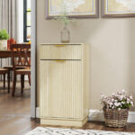 10-Gallon Woodgrain Tilt-Out Trash Can Cabinet with Wave-Textured Drawer & Pull-Out Bin - Multipurpose Kitchen/Bath Organizer in Oak Finish - Image 17