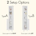 66.92" Tall Bathroom Storage Cabinet with Adjustable Shelves,1 Doors Freestanding Cabinet with Anti-Tip, Open compartments, for Home, Small Spaces, Bathroom,Kitchen, Living Room, White