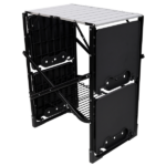 Foldable Aluminum Camping Kitchen Table Heat Resistant Slatted Tabletop, 4 Foldable Side Trays Mesh Storage Rack Hanging Hooks 154lbs Load Capacity Built-In Carry Handle for Campsite Park Travel - Image 13