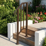 Handrails for Outdoor Steps, Iron Handrail Fits 1 Step, Transitional Handrail with Installation Kit, Copper - Image 7