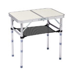Outdoor Folding Camping Table, 2ft Portable Pinic Table with 3 Adjustable Height, Small Aluminum Foldable Lightweight Patio Side Table with Carry Handle for Outdoor Indoor Hiking Camp BBQ Beach, White - Image 3