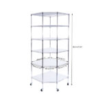6-Layer Chrome Plated Polygonal Corner Shelf with 2" PP Wheels 680*680*1800 Silver - Image 20