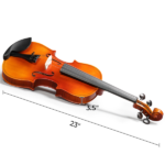 Brand new 4/4 acoustic matte tiger stripe violin set includes phonetic symbols sticker, tuner, string set, shoulder rest, rosin, bow, and premium gift box. - Image 3