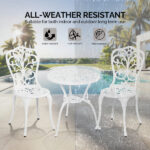 3 PCS Outdoor Bistro Set, All-Weather Cast Aluminum Butterfly Bistro Table and Chairs Set of 2, Patio Bistro Set for Backyard, Garden, Balcony White - Image 8