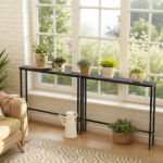 Same Code 43040790 2 Pack 39.4" Narrow Console Sofa Table with Power Outlets and USB Ports, Long Couch Table with Metal Frame and Charge Station with 4.9ft Extension Cord, Black - Image 12
