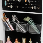 The Whole Surface PVC Film Wall Hanging Door With Lock Jewelry Cabinet Fitting Mirror Cabinet - Image 17