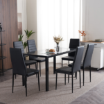 4pcs Elegant Assembled Stripping Texture High Backrest Dining Chairs Black Replace encoding 13028198-18410366 - Image 37