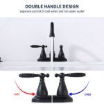 Bathroom Faucet Matte Black 360 Degree High Arc Swivel Spout 4 in Centerset Vanity Faucet Modern Bathroom Faucets 2/3 Holes Lavatory Faucet NOT INCULED Drain[Unable ship on weekends, TK/TEMU only for pickup, only TX10643 warehouse supports GOFO] - Image 4