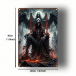 CIFbuy 1pc Dark Angel Metal Sign, 2D Flat Fire Of Hell Painting Wall Art, Durable Decor Plaque For Bar Bedroom Restaurant Kitchen Home TikTok, TikTok, Self-pickup Logiopics - Image 2