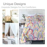 Rainbow Comforter Set Twin Size, Pink Comforter Bedding Set Yellow Sun Red Flower, 3 Piece, 1 Comforter (68"x86") and 2 Pillow Shams (20"x26") - Image 2