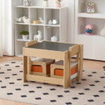 Children's Wooden Table And Chair Set With Two Storage Bags (One Table And Two Chairs) - Image 40