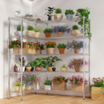 5-layer double row, freely adjustable layer spacing, with adjustable feet, display stand, iron, 147*35*180cm, chrome-plated - Image 15