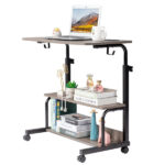 Grey Oak P2 15MM Particle Board with Melamine Coating Adjustable Computer Desk with 3 USB + 2 AC Outlets - Image 10