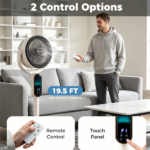 Adjustable Height Standing Fan with Remote Control, 8 Speed Quiet Floor Fan LED Touch Panel 12H Timer Oscillating Pedestal Fan for Home Bedroom Office - Image 7