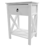 Nightstand Modern End Table, Side Table with 1 Drawer and Storage Shelf, White - Image 5