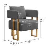 TS Modern decorative chair, living room side chair with gold metal legs, no wheels, suitable for dressing area, reception room, office,Teddy fleece upholstered metal foot sofas 2PCS Grey - Image 2