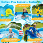 74 " Inflatable Marine Spray Pool with Shark Slide & Lighthouse Sprinkler, Kids Water Play Center for Backyard - Image 8