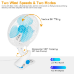 3-in-1 Clip On Fan, Quiet Small Desk Fan with 2 Speeds & Auto Oscillation, Clamp Fan for Office Bedroom Stroller, Safe for Baby - Image 12