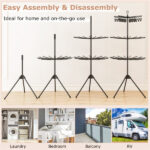 3-Tier Foldable Tripod Clothes Drying Rack with 24 Clips & 32 Rods, 70" Space Saving Laundry Dryer - Image 7