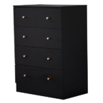 25.98”*15.75"*35.83"(L*W*D) 4-Tier 5-Drawer Cabinet Drawer Dresser with Gold Handles Black - Image 9