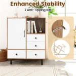 Mid-Century Modern 4-Drawer Sideboard Buffet Cabinet with Storage - Natural - Image 4