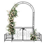 198.5*50*219cm Courtyard Arc Top With Door With Planting Frame Iron Art Iron Arch Black - Image 3