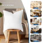 This two-pack of large pillow inserts measures a full 20 inches square. Firmly filled to resist sagging, they provide reliable lumbar support for reading or movie nights. The basic white style is versatile: use them directly or easily pair with covers of various fabrics and colors. - Image 6