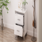 Elegant High Gloss Nightstand with Metal Handle,Mirrored Bedside Table with 2 Drawers for Bedroom,Living Room,White - Image 10