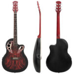 Don’t sell on Amazon 41 inch Full-Size Cutaway Acoustic-Electric Guitar Grape Voice Hole Spruce Top Round Back Sunset Red - Image 4