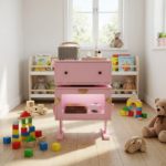 20.7" Wide Pink Robot LED Nightstand with 360° Rotating Drawer - Modern End Table - Image 14