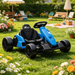 Blue 24V Electric Go-Kart for Kids with Dual 150W Motors Adjustable Seat 11.2mph High Speed Slow Start Safety 5-Point Harness - Image 7