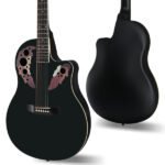41 inch Cutawary Round Back Acoustic Guitar Spruce Top Grape Hole Black - Image 9