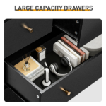 25.98”*15.75"*35.83"(L*W*D) 4-Tier 5-Drawer Cabinet Drawer Dresser with Gold Handles Black - Image 7
