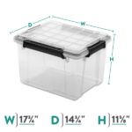 (4 pack) 34 Quart WaterProof Clear Plastic Storage Bin with Lid, Gasket Seal and Durable Latches, Black(Shipment from Walmart) - Image 4
