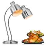US Standard HT-222 110V 500W Commercial Food Heating Lamp, Silver Stainless Steel Vertical Electric Double-Head Food Warming Lamp - Image 9