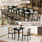 45" Extendable Dining Table Set, 2 Half-Round Tables Convertible to Oval for 4-6 People Black - Image 6