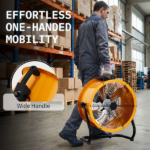 US Standard MLD-450 Barrel Fan 110V 218W 18inch Floor Barrel Fan Mobile Fan with Handle Copper Motor Orange-Yellow Air Circulation Industrial Fan - Image 5