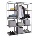 67" Portable Closet Organizer Wardrobe Storage Organizer with 10 Shelves Quick and Easy to Assemble Extra Space Black - Image 3