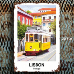 CIFbuy Vintage Lisbon Portugal Yellow Tram Metal Sign 8x12 Inch Retro Tinplate Wall Art, Classic Farmhouse Kitchen Cafe Bar Decor TikTok, TikTok, Self-pickup Logiopics - Image 3
