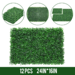 12 Pcs 24x16inch Artificial Grass Wall Panels, Decorative Boxwood Grass Backdrop for Outdoor Garden Fence - Image 7