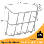 Large Capacity Hay Feeder, Heavy-Duty Steel Goat Hay Rack, 22.8" Long Wall Mounted Horse Hay Holder, Multiple Sided Feeding Rack for Sheep Farm Livestock Indoor Outdoor, Silver - Image 5