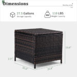 Outdoor PE Wicker Side Table with Storage, Patio Rattan End Table Square Container for Furniture Covers, Toys and Gardening Tools, Brown